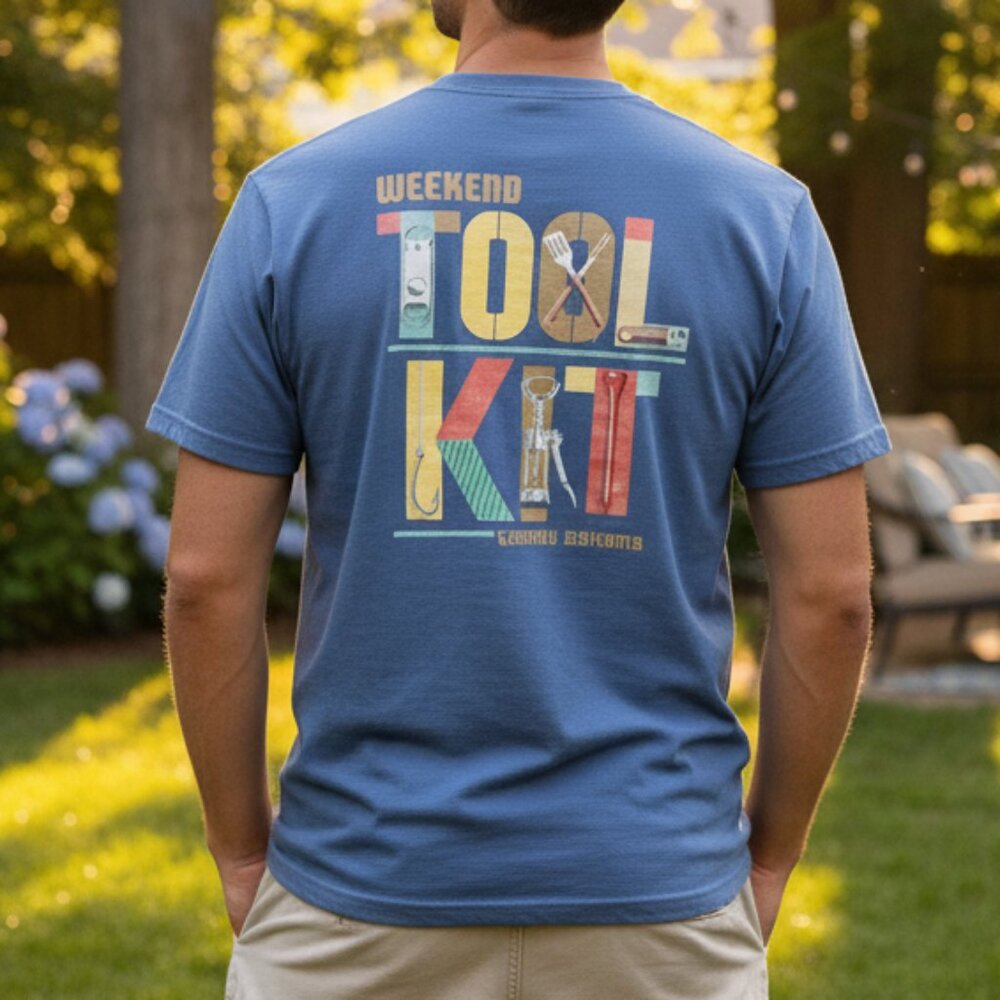 Tommy Bahama‎ Relax Weekend Tool Kit T-Shirt Men’s Large Blue BBQ Beer Golf Dad
